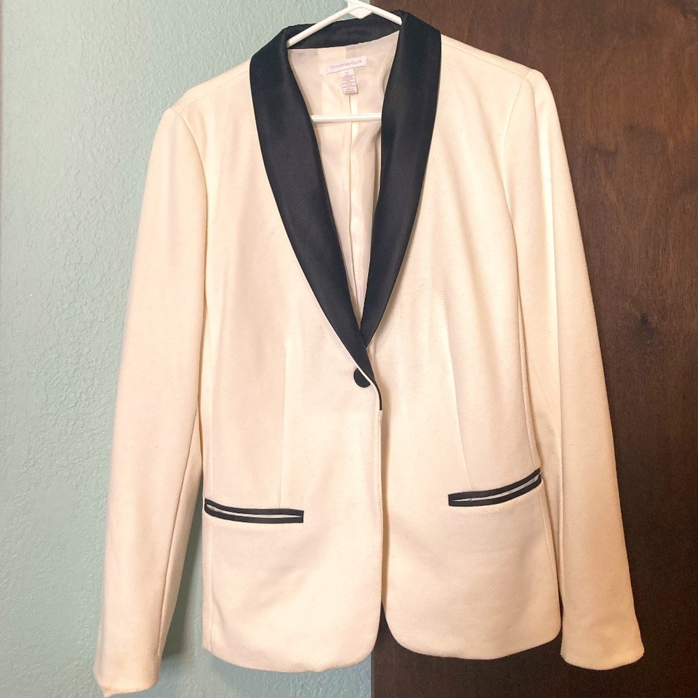 Charter Club White/Black Blazer Suit Jacket